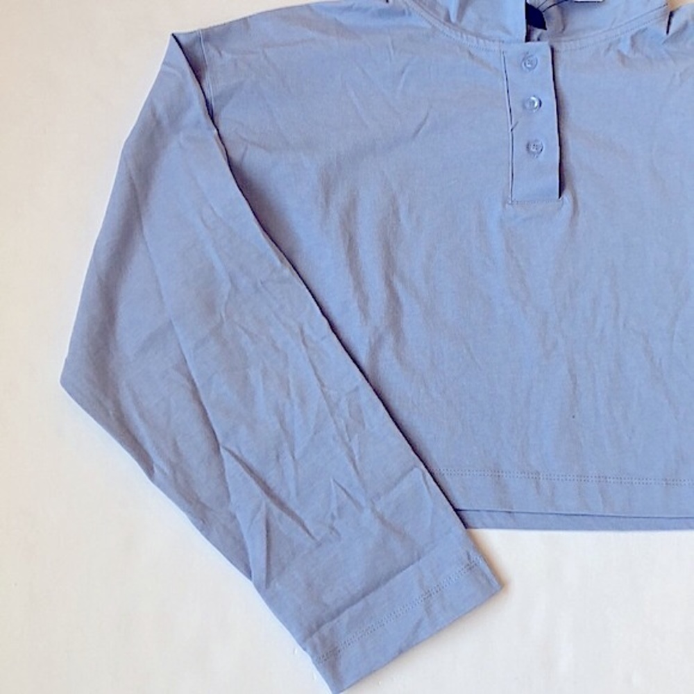 NWT Cotton On Body 4 Button Long Sleeve Crop Top In Iced Sky Size - Picture 5 of 12